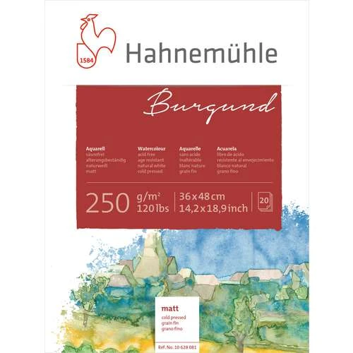 Hahnemuehle Hand-Made Burgundy Watercolour Block, 20 Sheets, 250gsm 5 Hahnemuehle Hand-Made Burgundy Watercolour Block, 20 Sheets, 250gsm - Image 5